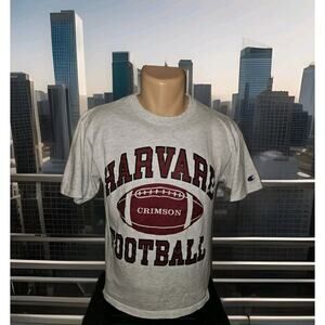 Vintage Harvard Crimson Shirt Mens M Gray Red Spell Out NCAA Football 90s USA